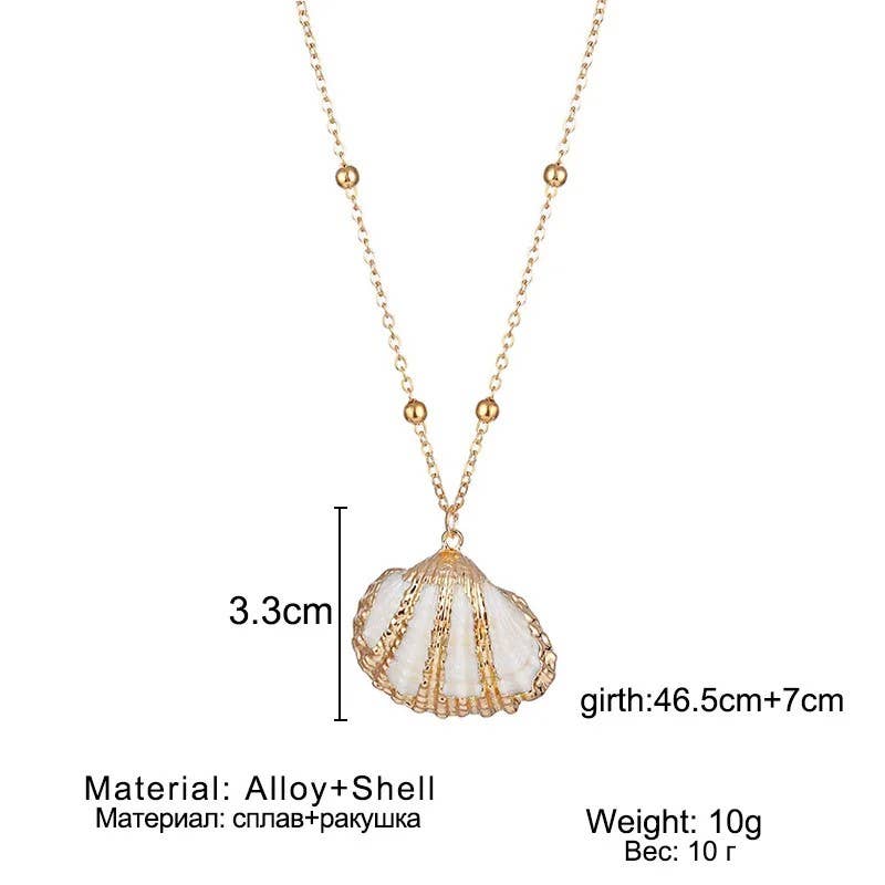 Syrrios Gifts LLC - Wholesale Pendant/Charm Necklace - Gold Sea Shell Pendant Necklace – Scallop, Murex, Whelk9