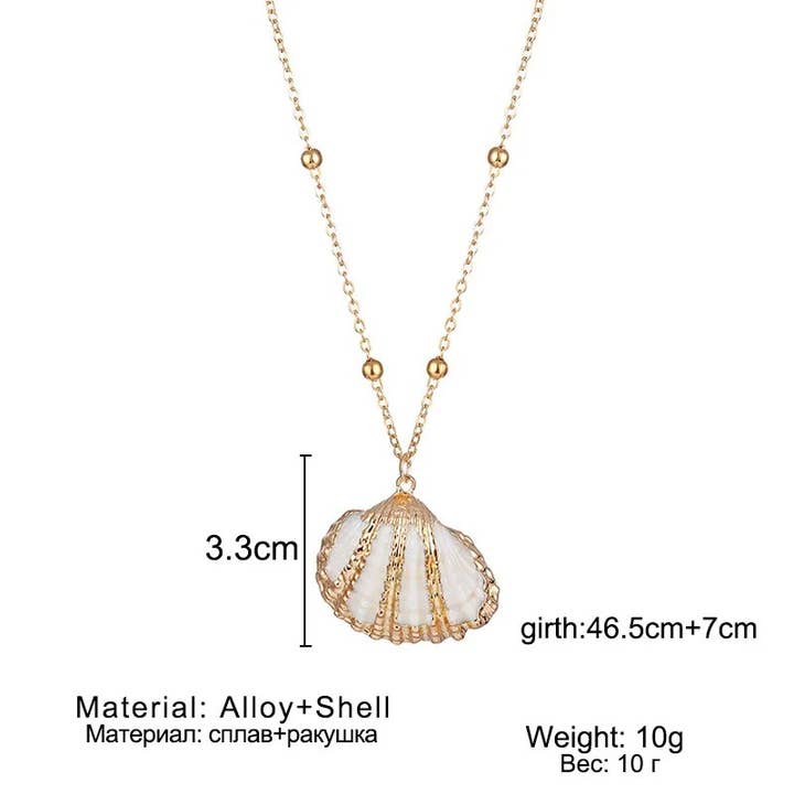 Syrrios Gifts LLC - Wholesale Pendant/Charm Necklace - Gold Sea Shell Pendant Necklace – Scallop, Murex, Whelk9