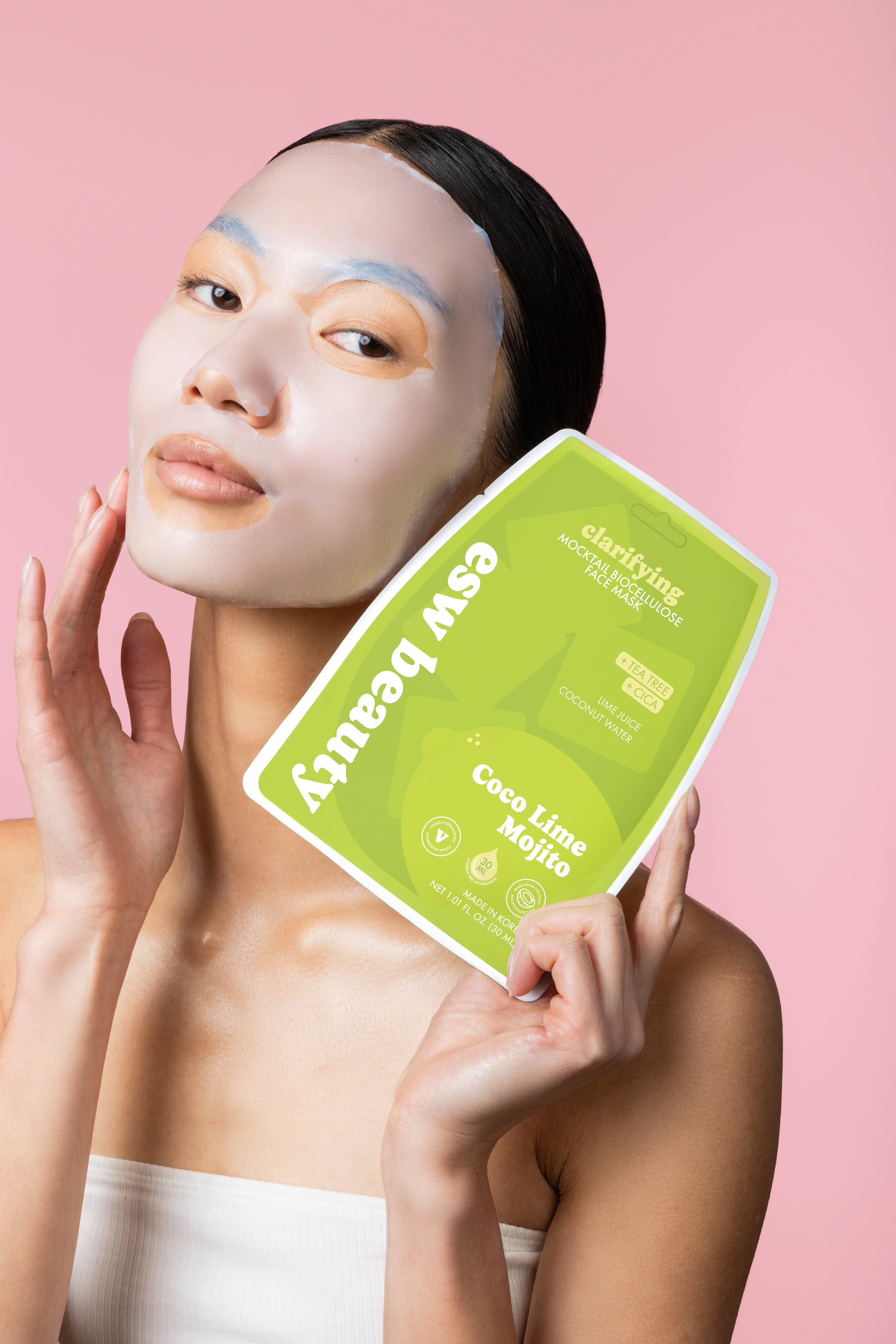 ESW Beauty - Wholesale Skincare Face Mask - Coco Lime Mojito Clarifying Biocellulose Mocktail Mask3