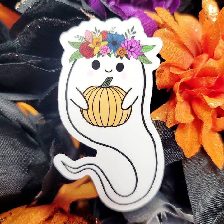 Simpatico adesivo a forma di fantasma con zucca, regalo a forma di fantasma per la vendita all'ingrosso da parte di The Dungeon Rose