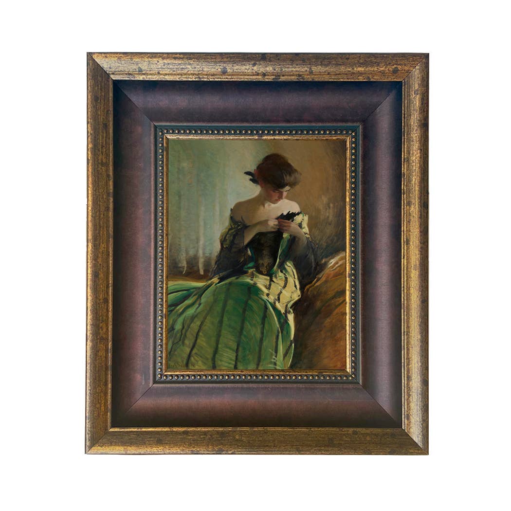 Madison Bay Co. - Historical Home Decor Reproductions - Vendita all'ingrosso Stampa artistica - Stampa su Tela Vintage di Donna in Abito Nero e Verde10