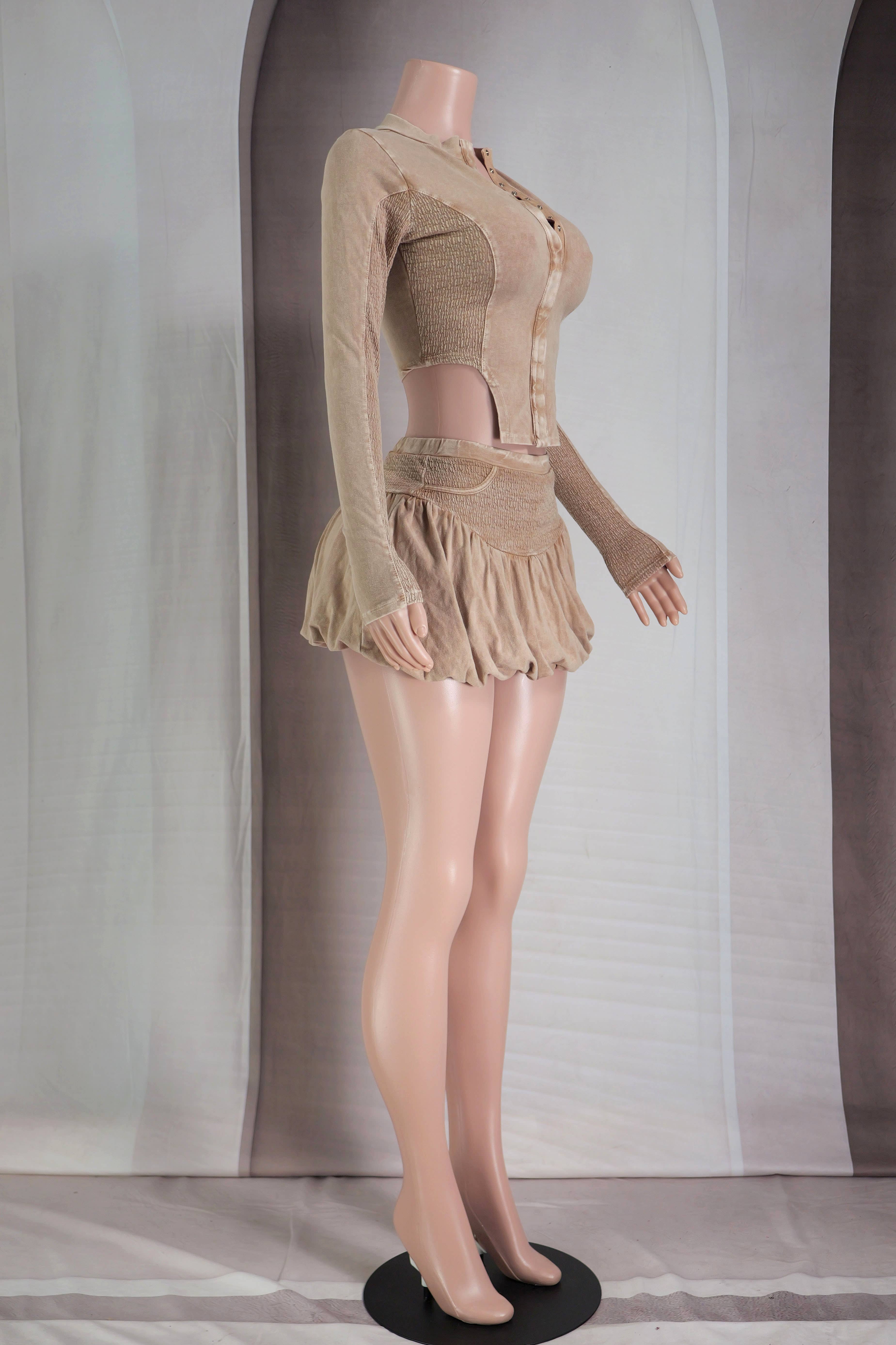 Dalia Studio - Vendita all'ingrosso Completo top e gonna - Donna - SET GIACCA A CONTRASTO MINERAL WASH E GONNE A BOLLE8