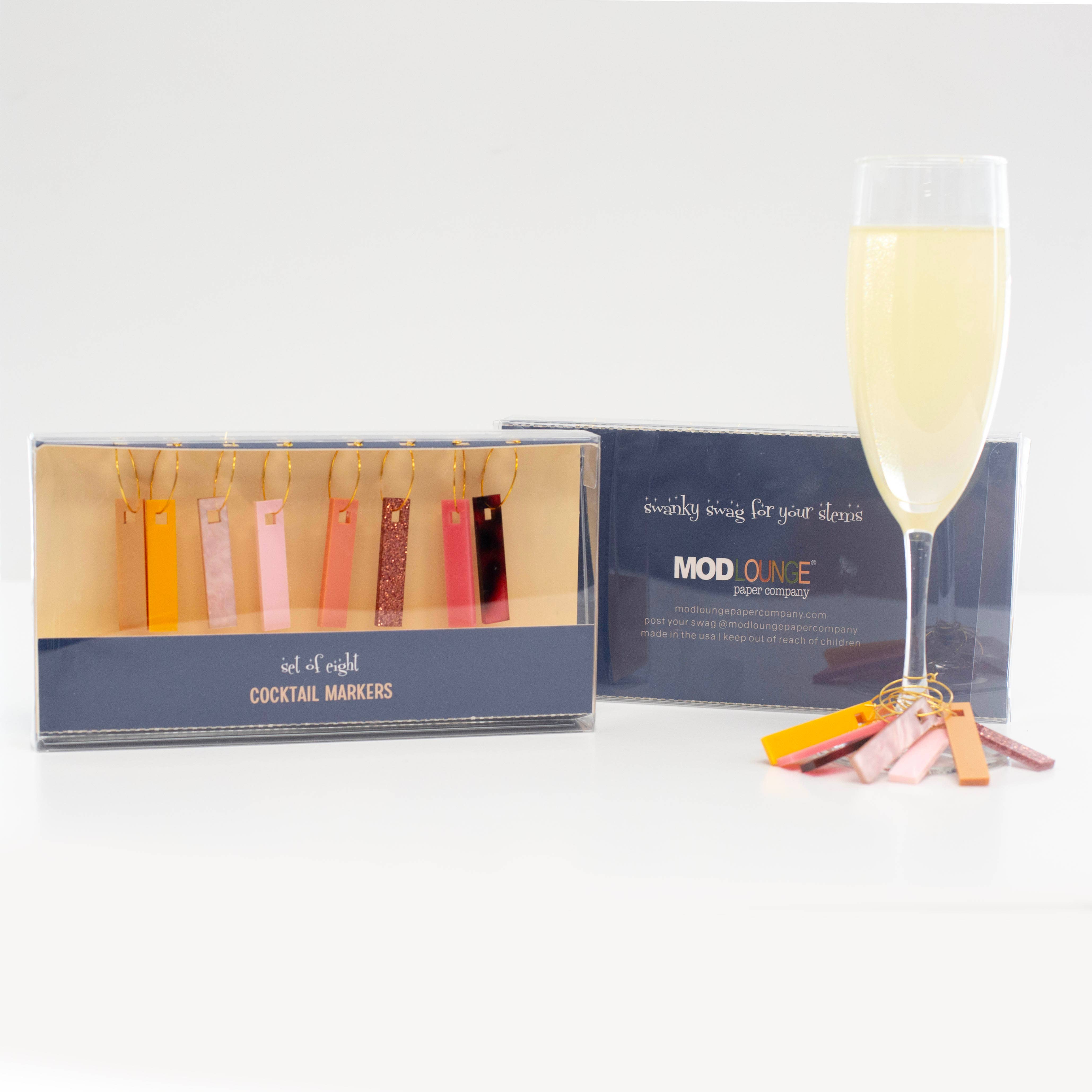 Mod Lounge Paper Company - Wholesale Wine Charm - Shades of Pink Acrylic Wine Charms3