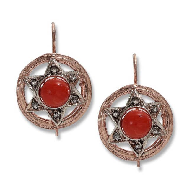 Reproduction de boucles d'oreilles anciennes en argent 925 et or 9 Kt pour la vente par Gold Antique