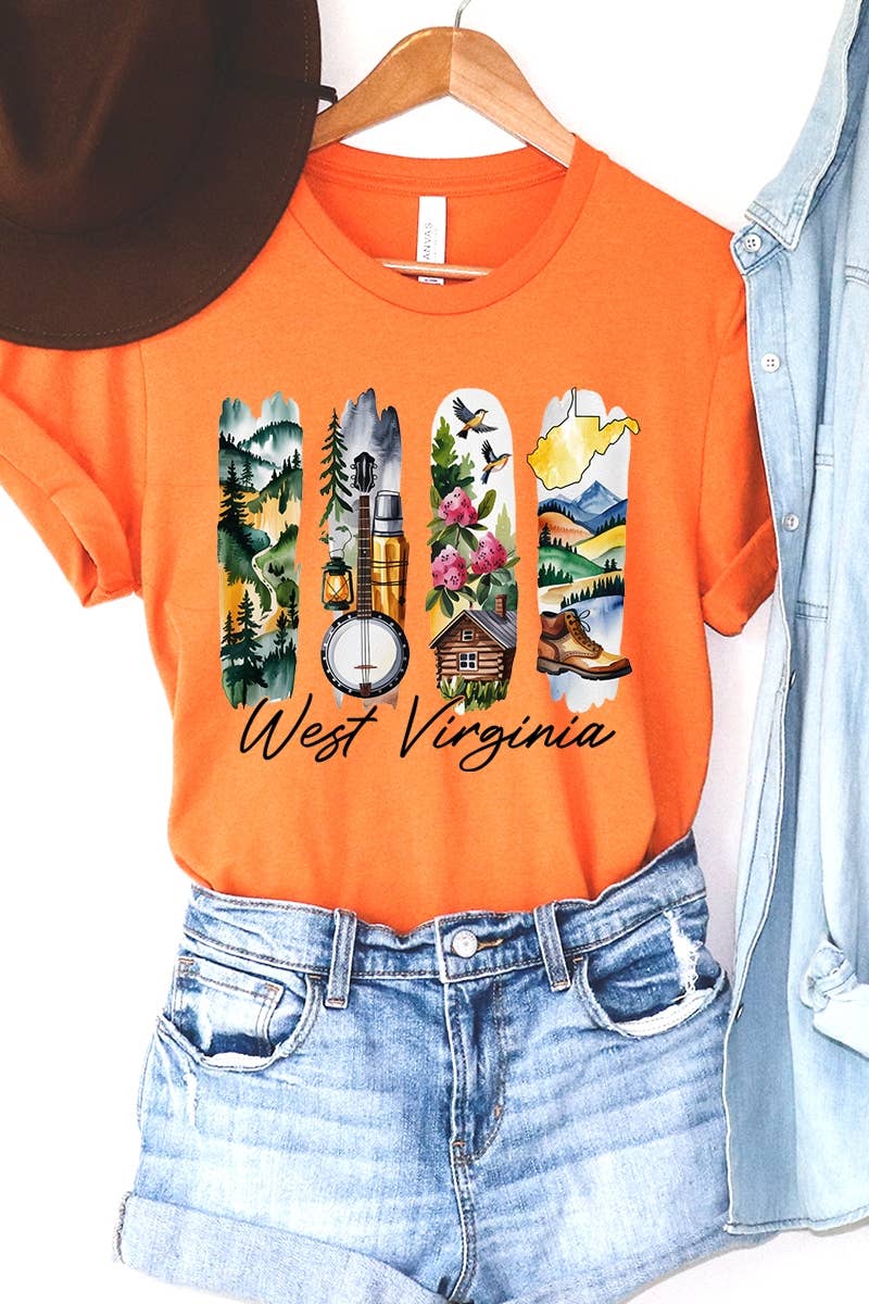 COLORBEAR - Wholesale T-Shirt (Graphic) - Women's - West Virginia State Brushstroke Graphic Tee13