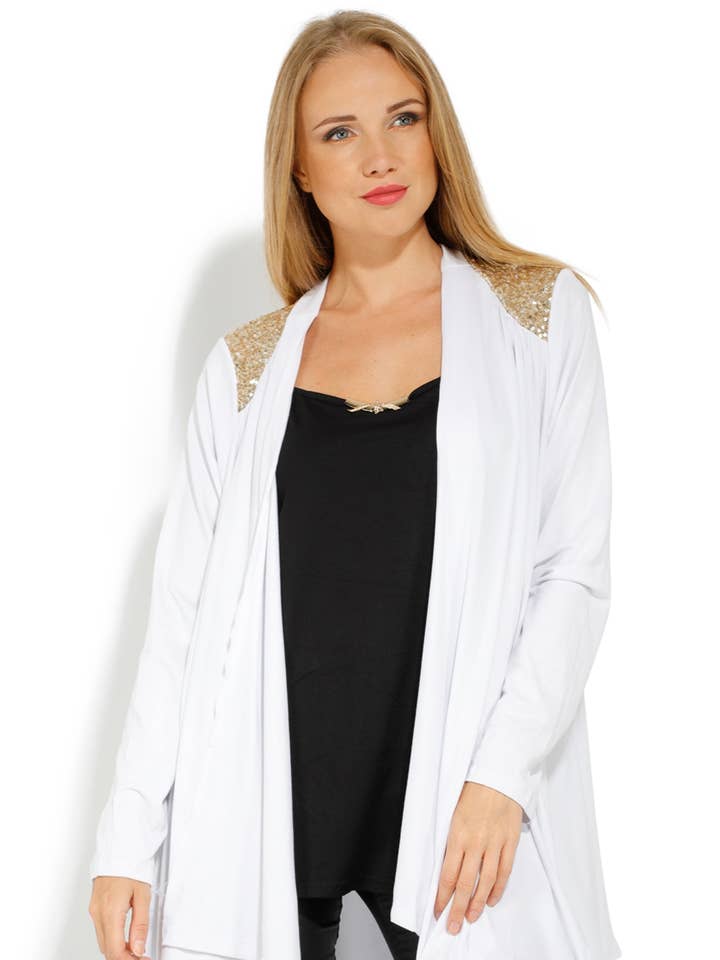 Vit strassvästset + topp i stora storlekar (A327) för wholesale av Pomme Rouge Paris