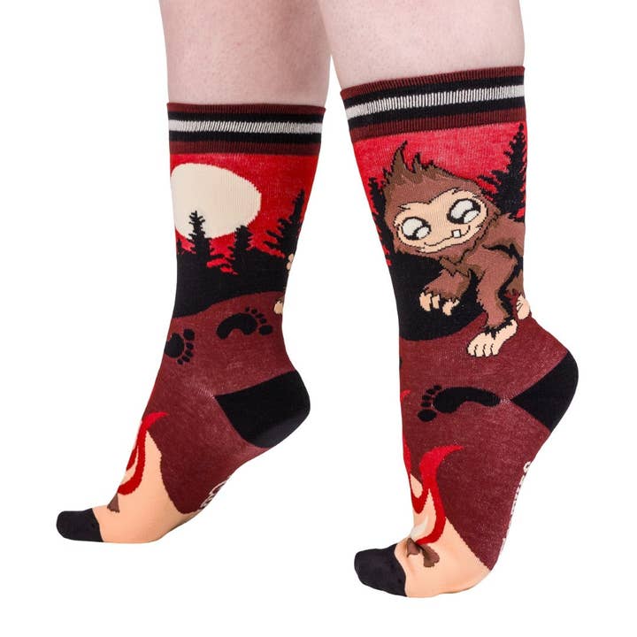 Cute Bigfoot Crew Socks for wholesale by FootClothes LLC