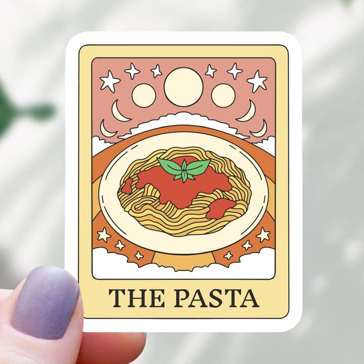 Pastel Pasta Mad Tarot Sticker - 3“ for engroshandel hos Mimic Gaming Co
