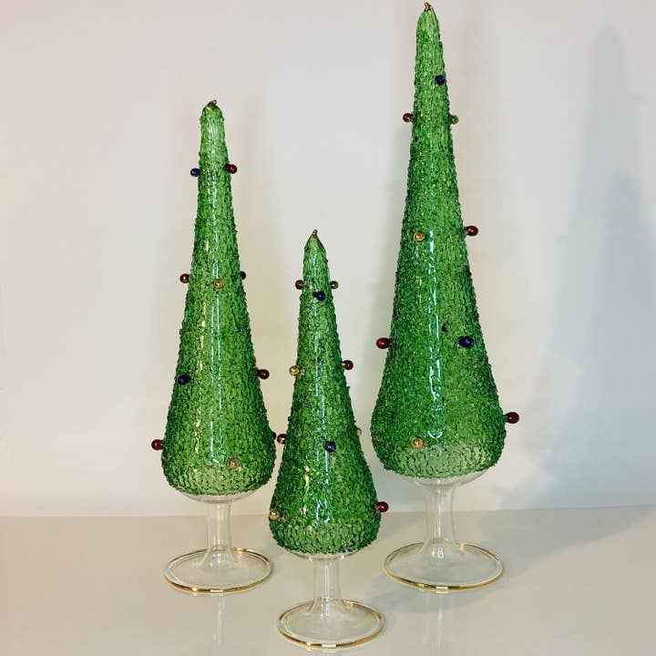 Dandarah - Wholesale Christmas Decoration - Blown Glass Tabletop Christmas Tree Green with Colors