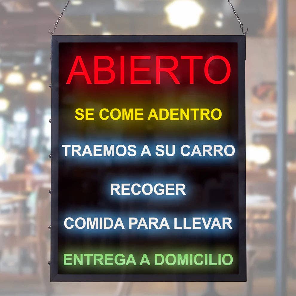 EcoQuality - Wholesale Neon Sign - LED-21 "All-in-One" Open Sign LED (Spanish Version)1