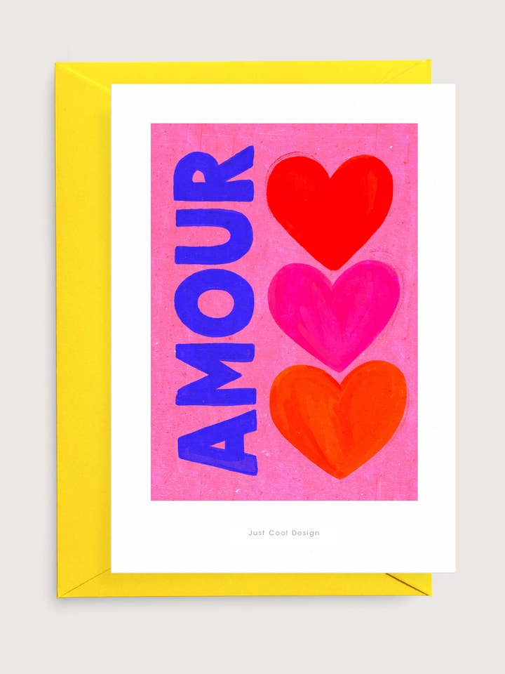 Amour mini art print | Illustration card for wholesale by Just Cool Design