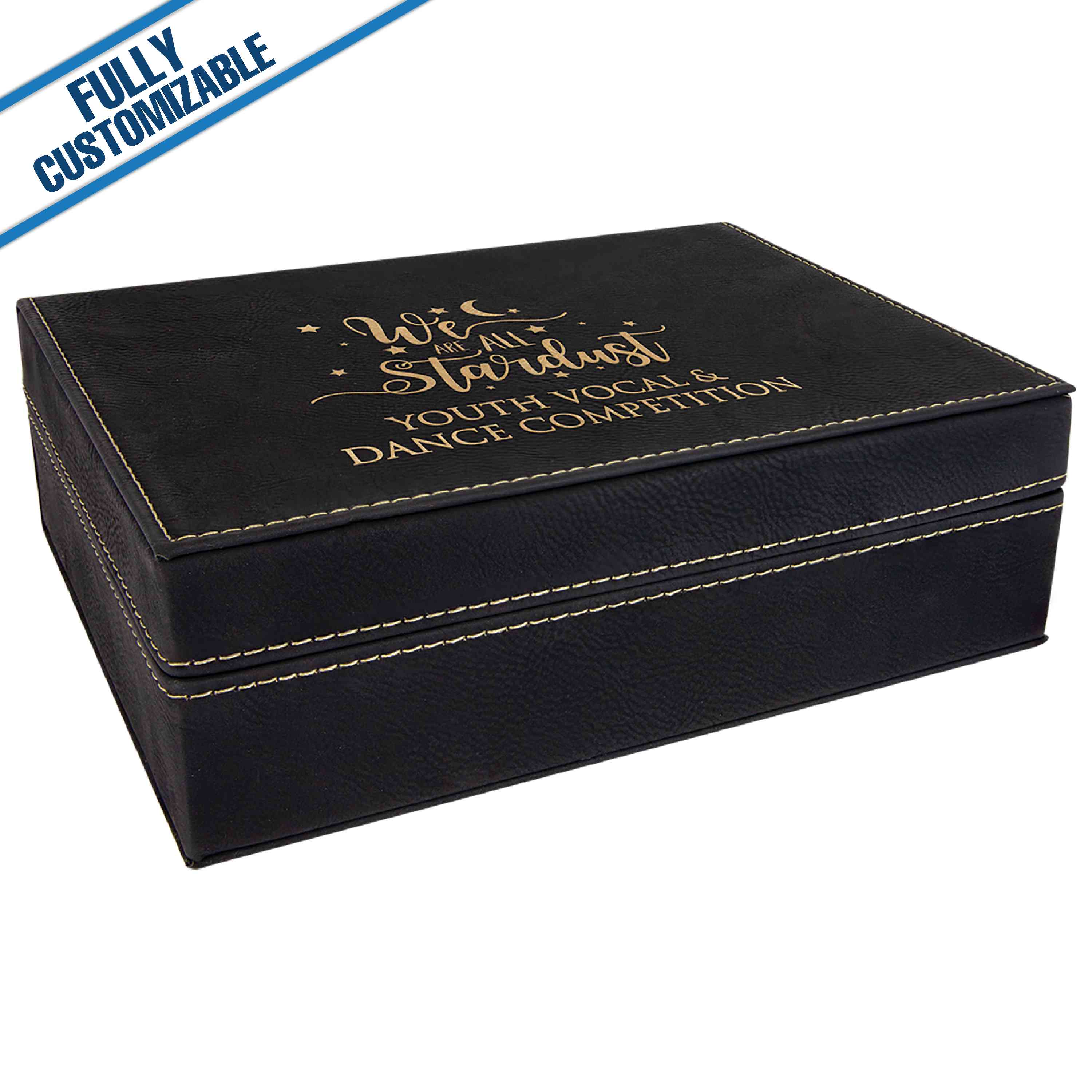 GiftWorksPlus - Wholesale Gift Box - Engraved Leatherette Rectangle Gift Box - Fully Customizable0