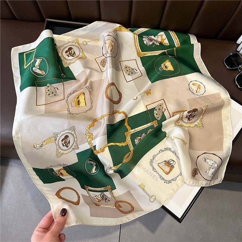 FurDecoration - Wholesale Scarf - Women's - Satin Printed Square Scarf1