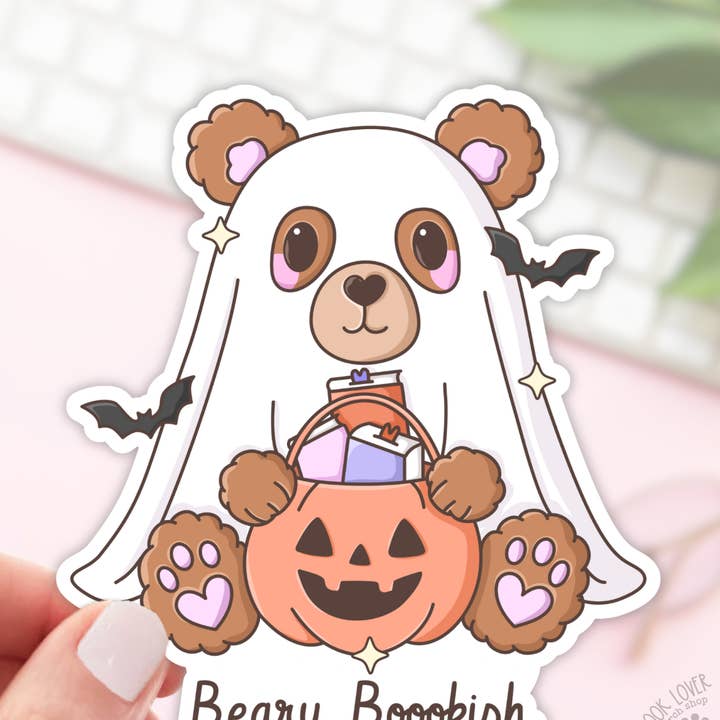 Bookish Bear Stickers / Ghost Bookish Stickers / Book Lover for wholesale by Book Lover Merch Shop
