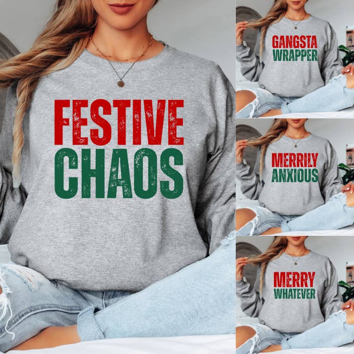 Festive Chaos | Unisex Long Sleeve Shirt for wholesale by SKS Design Studio