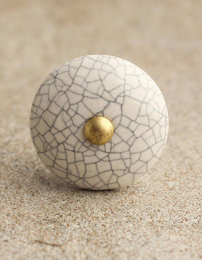 KNOBCO - Venta al por mayor Pomos/tiradores - Tiradores de cerámica blanca con diseño craquelado, pomos para cajones.5