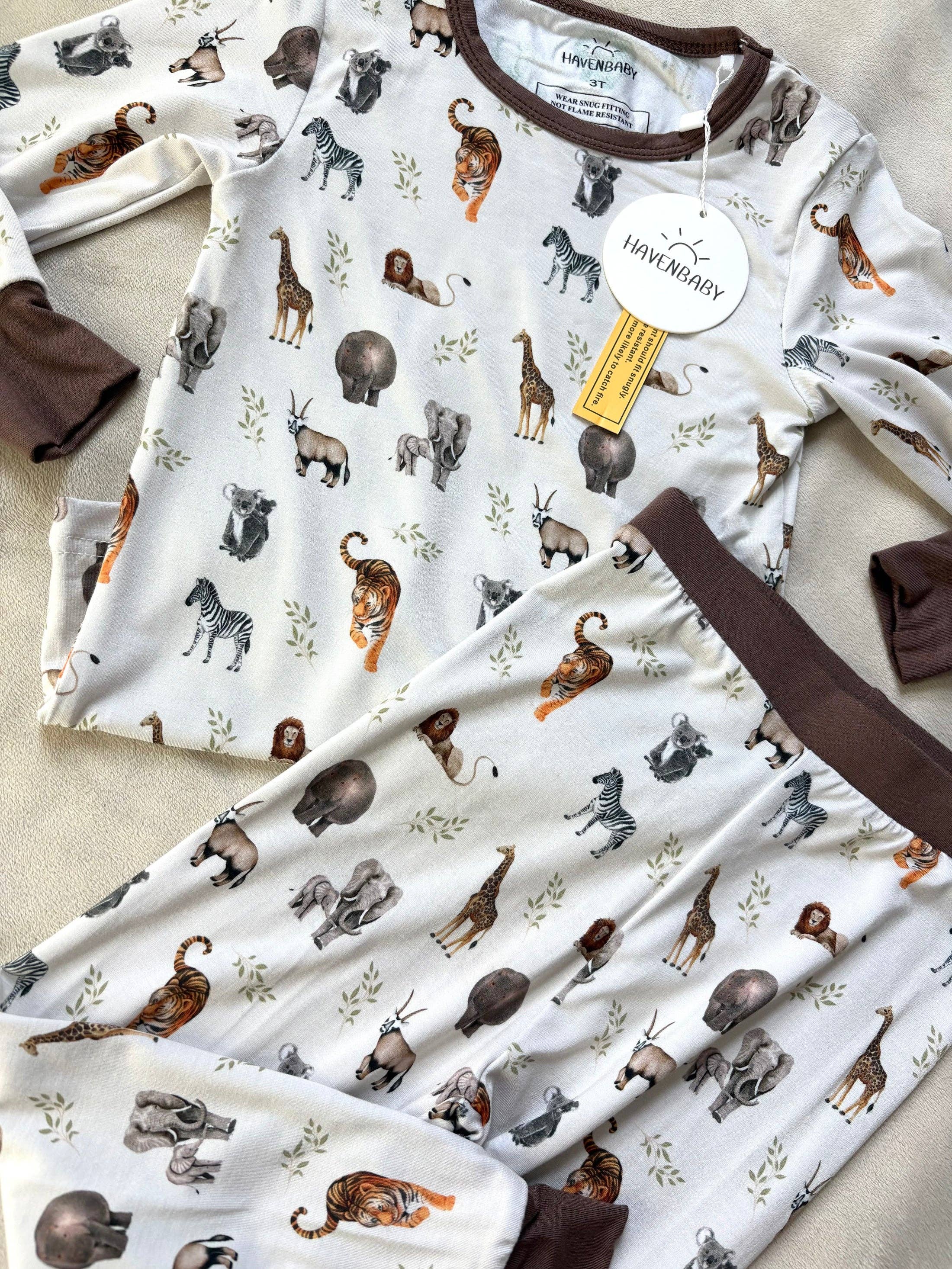 Havenbaby - Wholesale Sleepwear Set - Kids - Safari Bamboo Two Piece1