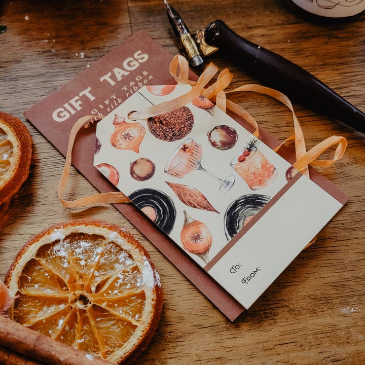 Retro Christmas Ornament Gift Tags for wholesale by Paperbec Design Co.