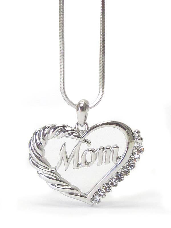 (U625) KRISTALL MAMMA HJÄRTA HÄNGE HALSBAND för wholesale av Jewelry Max