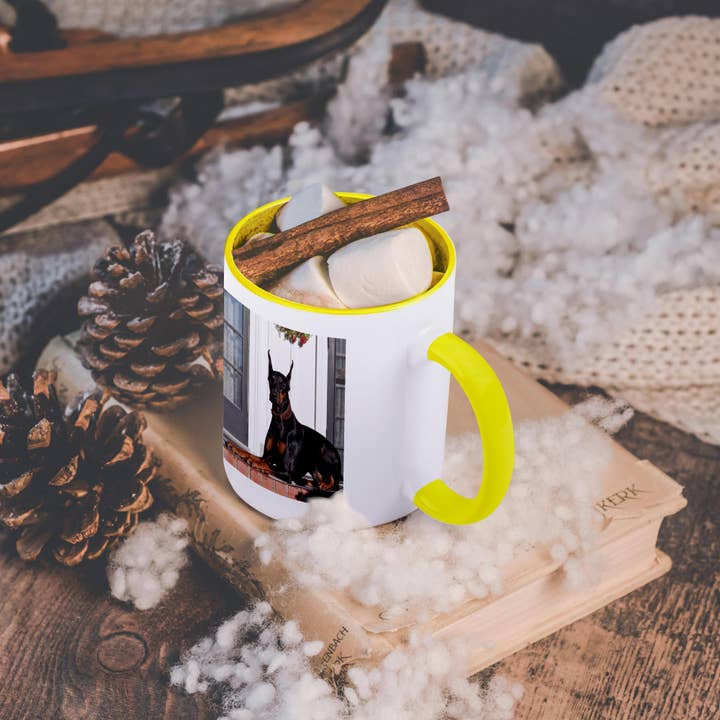 3dRose - Wholesale Coffee Mug - 3dRose, A Doberman Pinscher dog in front of house - US05 ZMU0311 - Zandria Muench Beraldo, Mug5