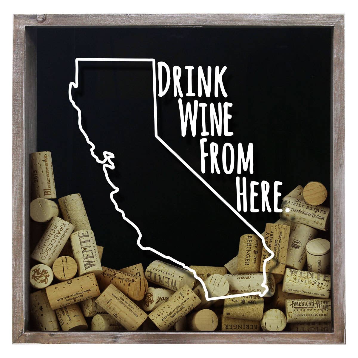 Torched Products - Wholesale Sign - Drink Wine From Here Beer Cap Shadow Box - Farmhouse Antique4