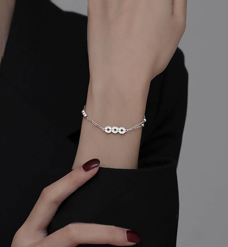 Gemscape UK - Wholesale Charm/Dangle Bracelet - Silver Coin Bracelet - Dainty, Light Weight chain style3