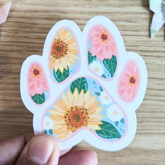 Jem and Cozy - Wholesale Sticker - Floral Pawprint Sticker0