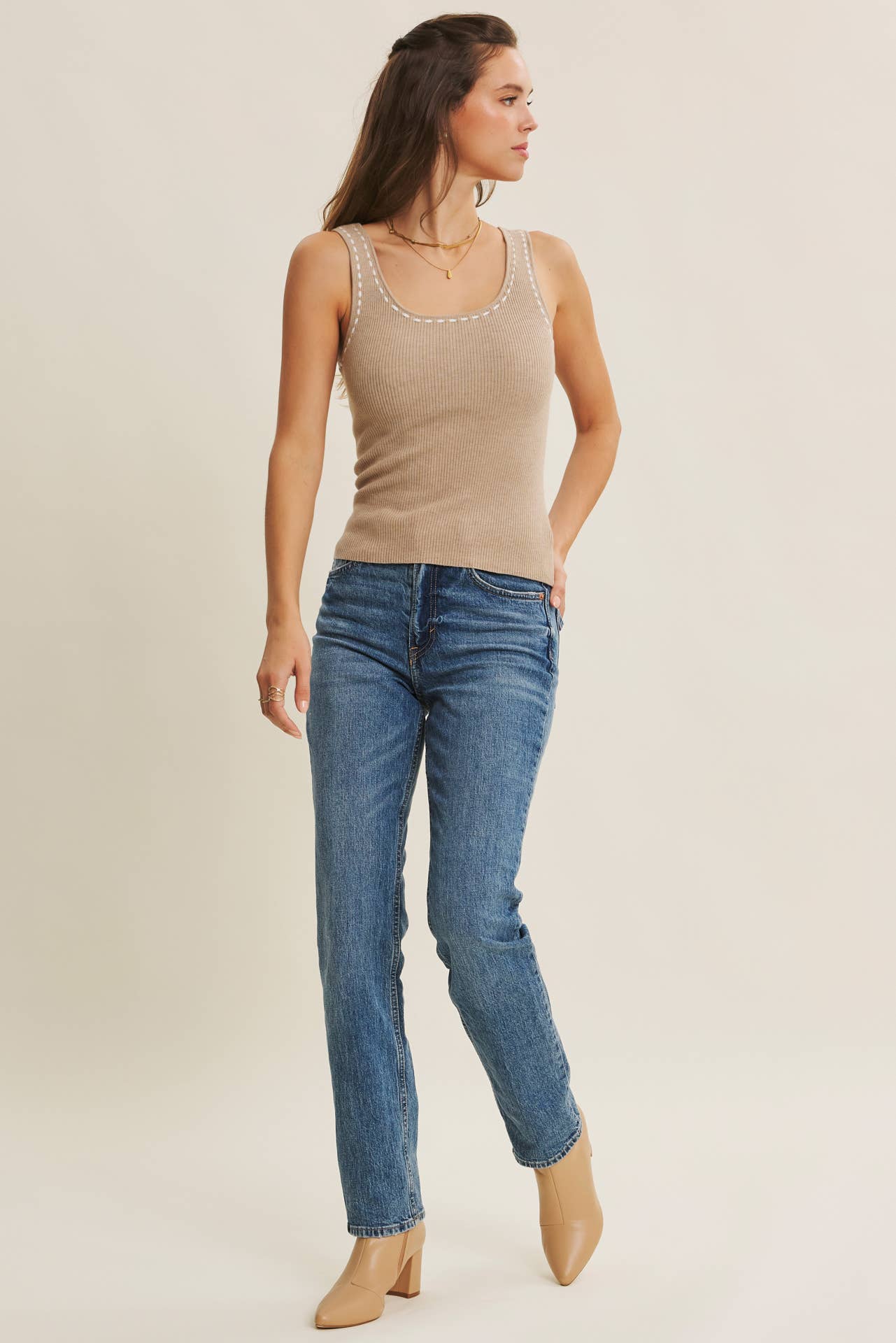 in february - Wholesale Knit Sweater - Women's - EVERYDAY SOFT CONTRAST STITCH LUXE SWEATER TANK5