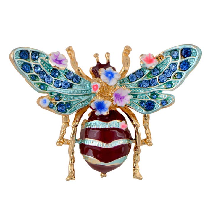 AK Brand – wholesale Brooch – Bee Brooch Pin Rhinestone Insect Flower Jewelry6