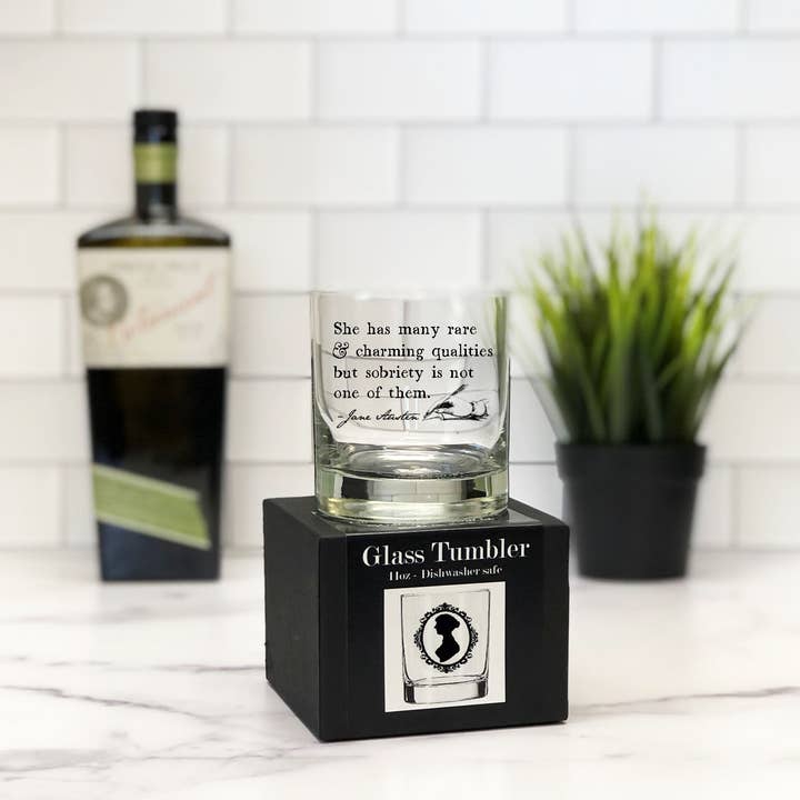 Fly Paper Products - Wholesale Cocktail/Liquor Glass - Jane Austen Sassy Sobriety Quote Glass Tumbler3
