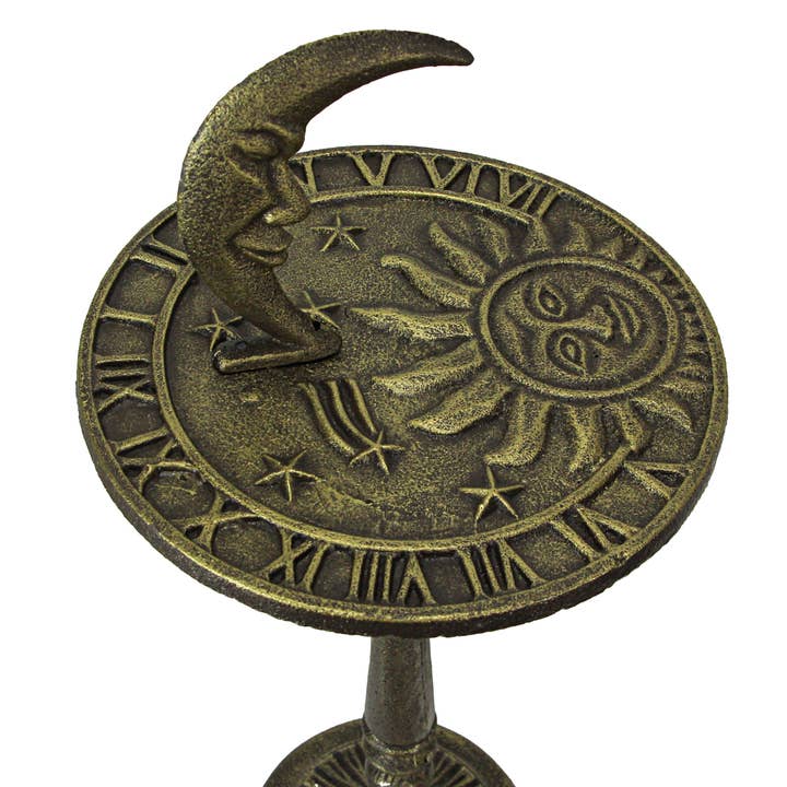 Zeckos - Wholesale Outdoor Ornament/Decor - 23in Bronze Cast Iron Decorative Celestial Sundial Pedestal1