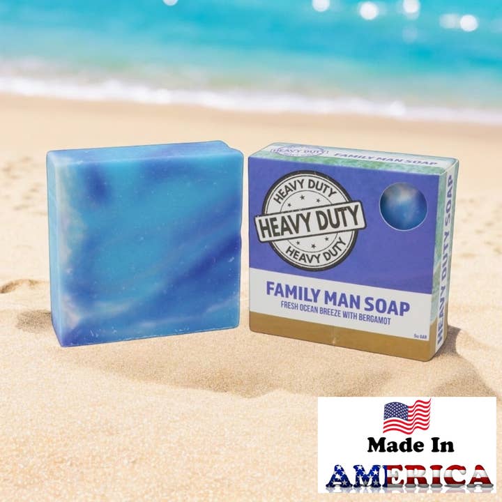 Holiday Mens Family Man Soap | Ocean Breeze & Bergamot for wholesale by Seriously Shea