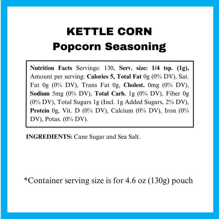 Dell Cove Spices & More Co. – wholesale Dried spice mix – Kettle Corn Popcorn Seasoning - Vegan, Gluten Free Topping4