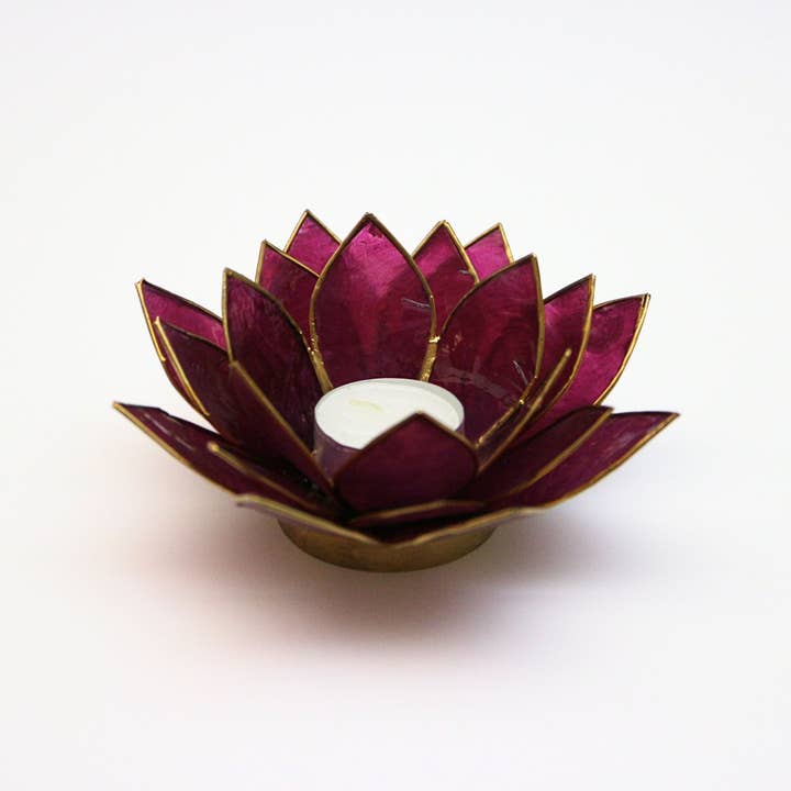 Rauha Crafts – Großhandel Kerzenhalter – Capiz Teelichthalter | Lotus - Violett