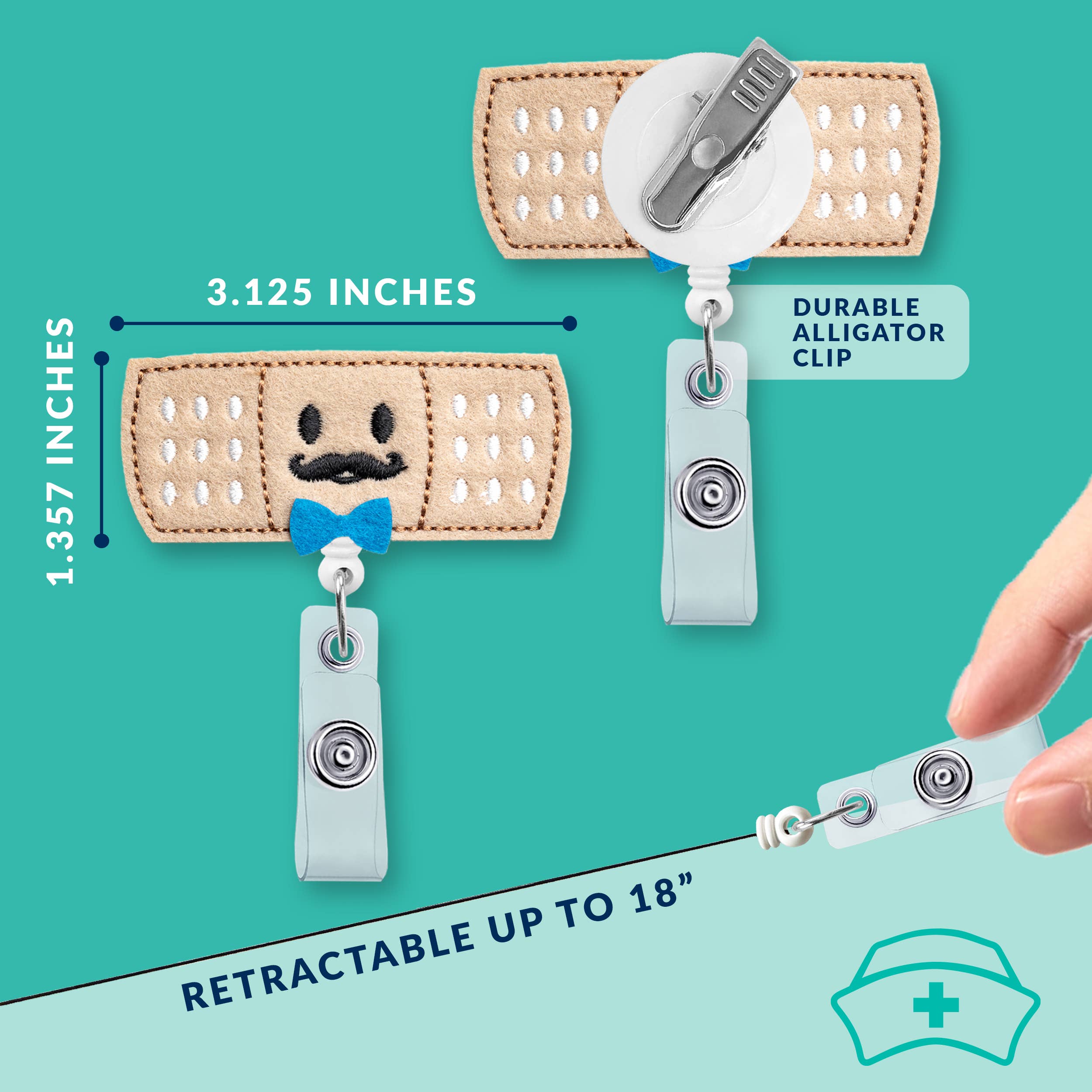 Nurseology - Wholesale Badge Accessory - Women's - Blue Bowtie Bandage | Nurse Badge Reel Holder3