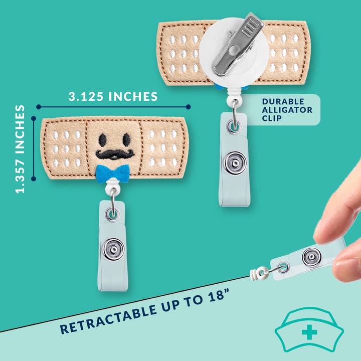 Nurseology - Wholesale Badge Accessory - Women's - Blue Bowtie Bandage | Nurse Badge Reel Holder3