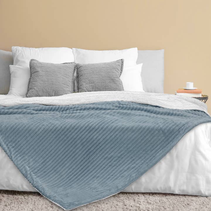 Pavilia - Wholesale Throw Blanket - Ribbed Sherpa Throw Blanket95
