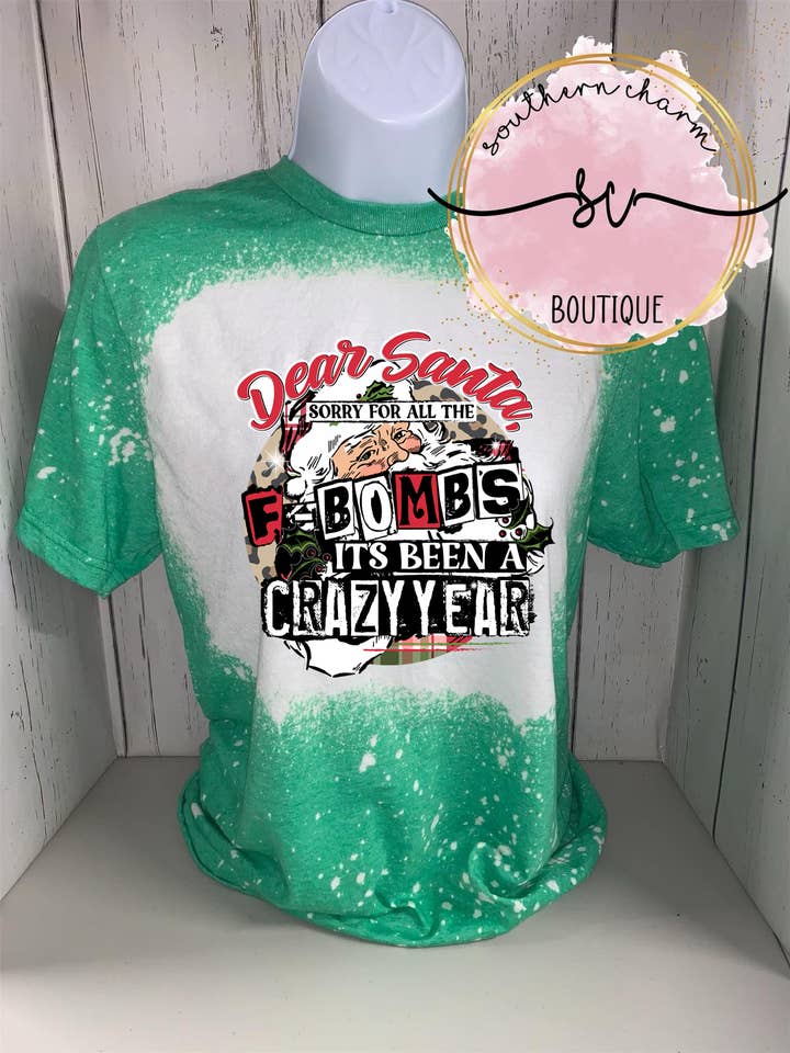 T-shirt vert F Bomb Santa pour la vente par Southern Charm Boutique