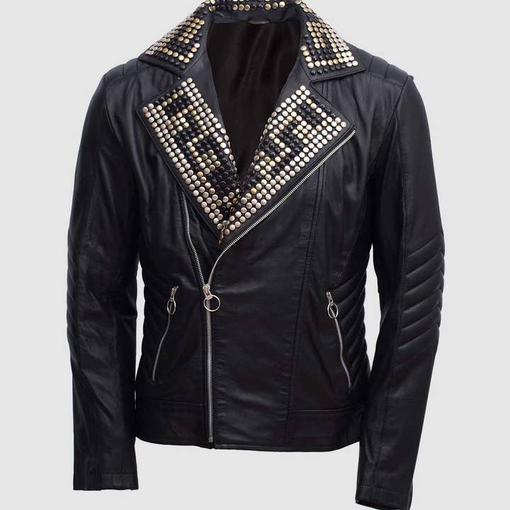 Klassische Lederjacke mit Nieten für den Großhandel von The Royale Leather