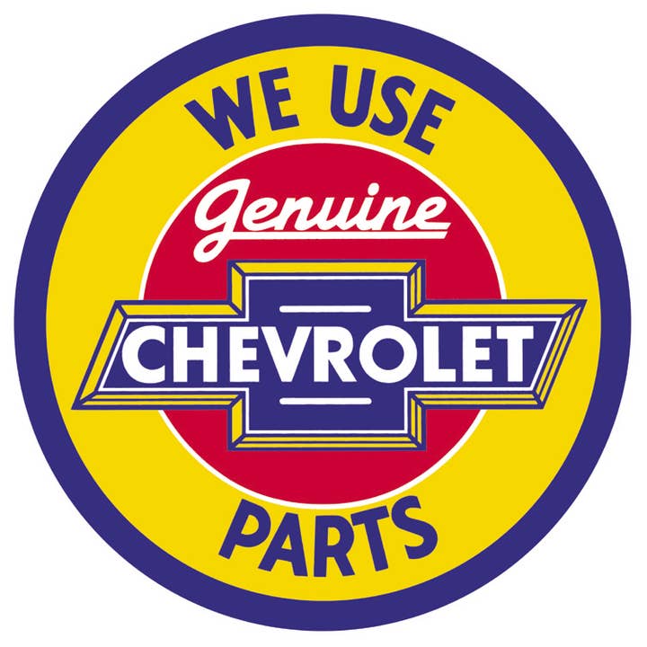 ROUND - Chevy Round Genuine Parts Tin Sign for wholesale by Desperate Enterprises