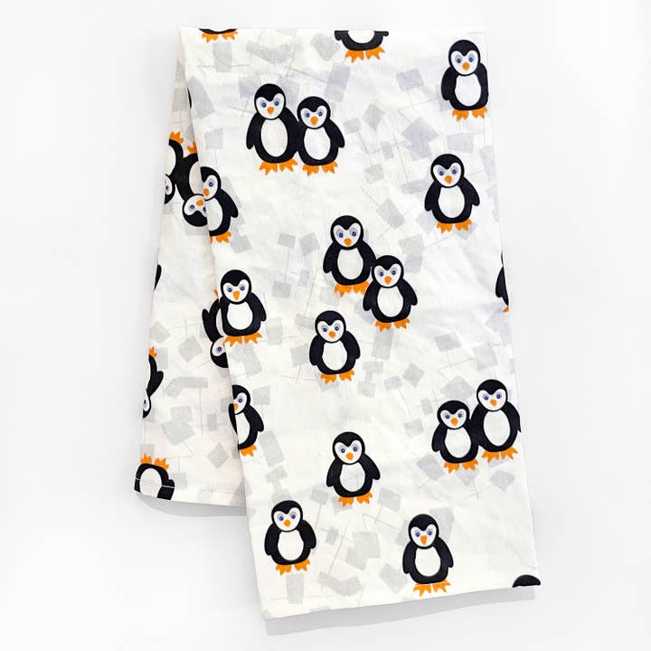 Sunny Day Designs - Wholesale Theedoek - Speelse Pinguïns Linnen/Katoenen Theedoek, Winterdecoratie Dier