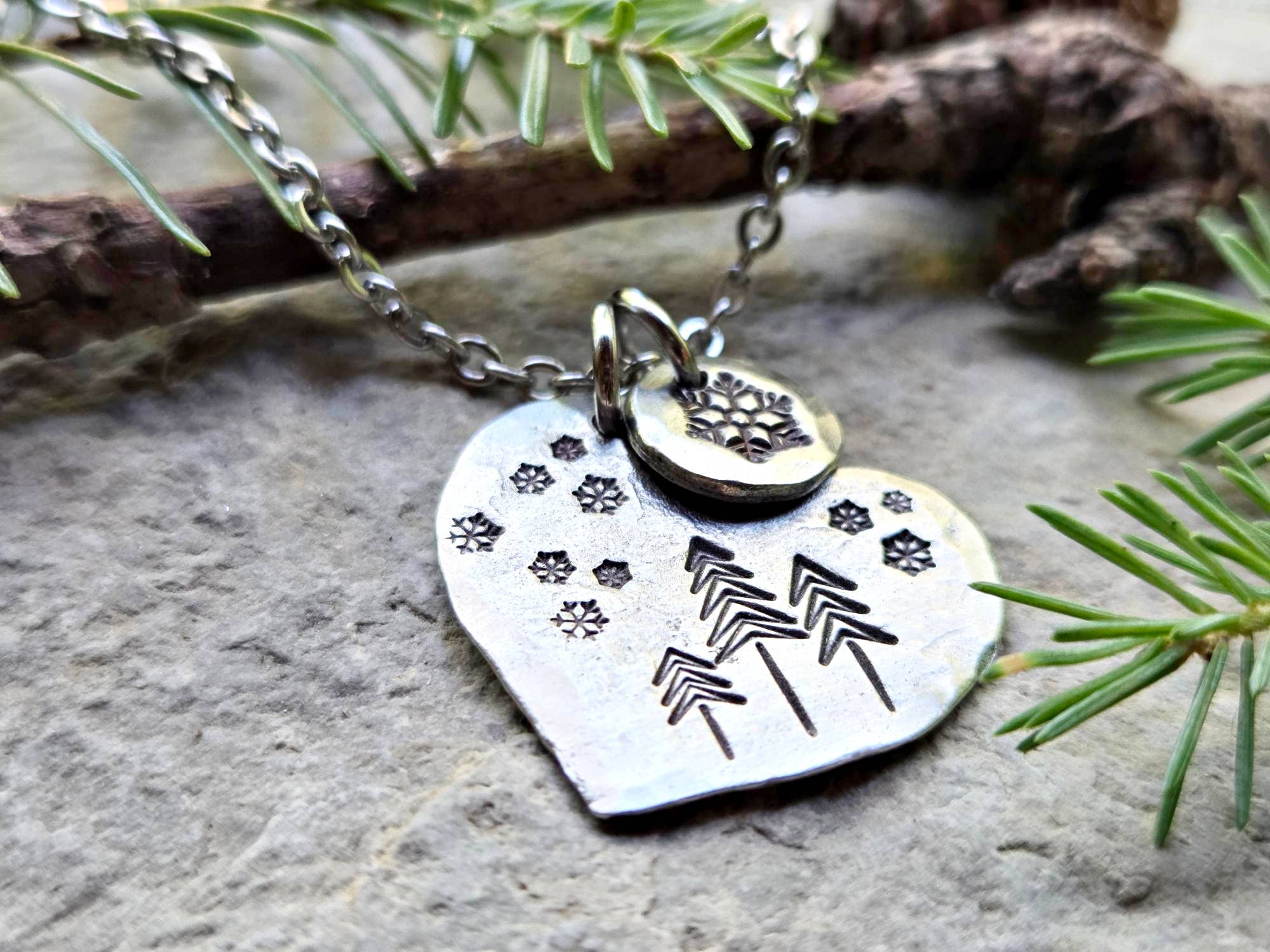 Kathryn's Collection - Wholesale Pendant/Charm Necklace - Winter Pine Tree Heart Necklace 6