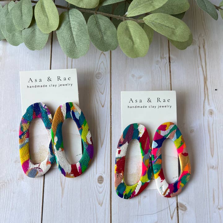 Asa&Rae - Wholesale Stud/Post Earrings - Oblong Oval Statement Stud