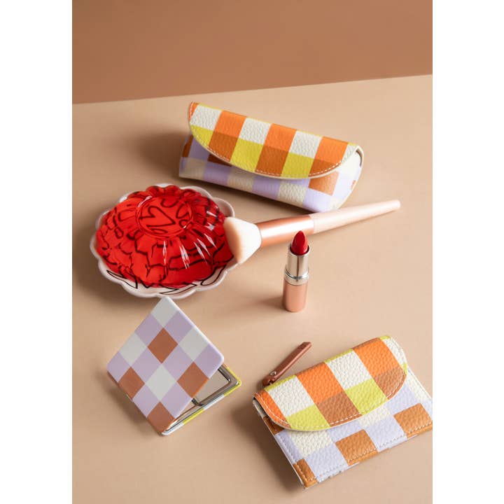 Caroline Gardner – wholesale Compact mirror – Multi Check Square Pocket Mirror4