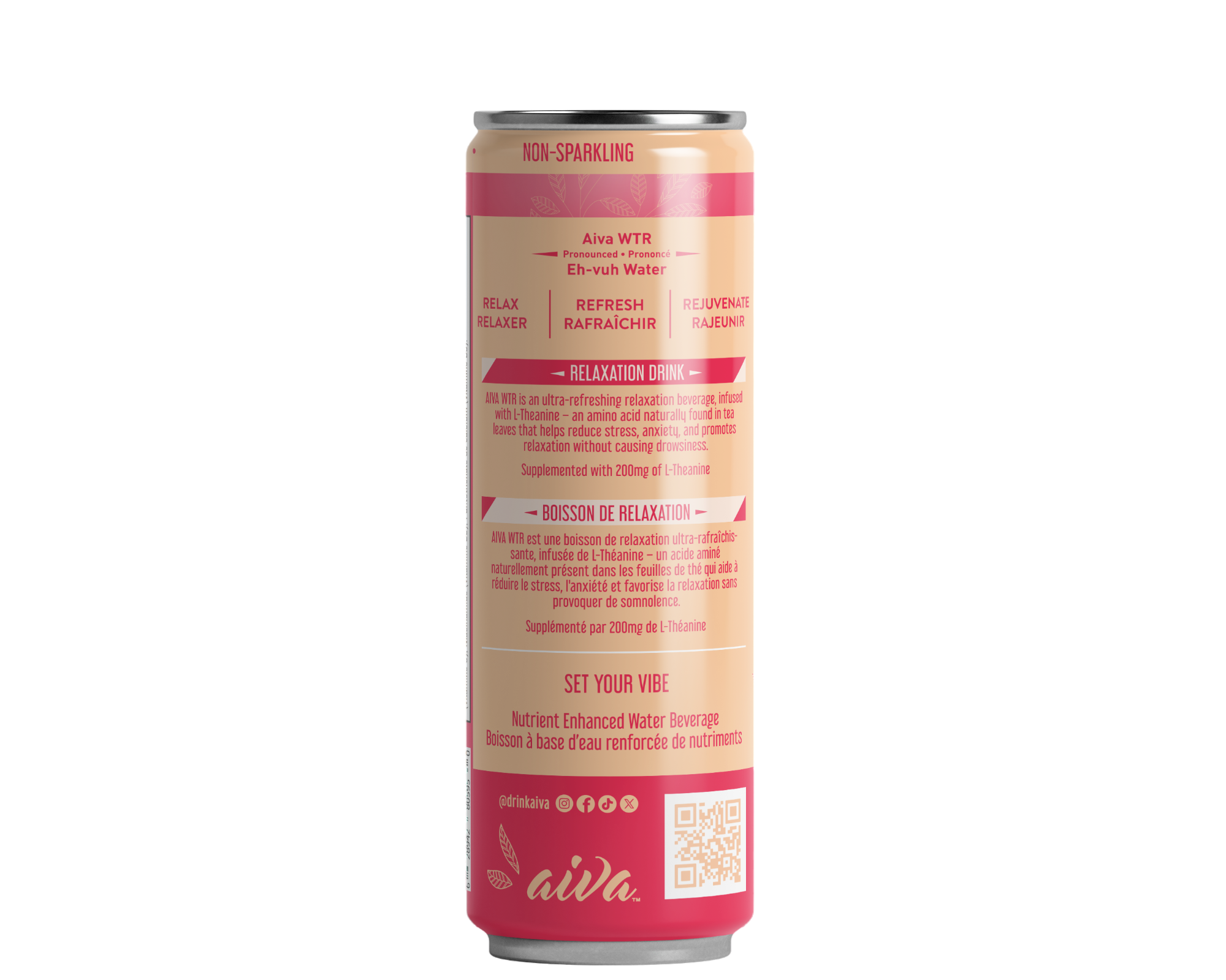 Aiva WTR Relaxation Drink - Wholesale Non-Alcoholic Aperitif/Mocktail - Aiva WTR Relaxation Drink - Lychee Peach1