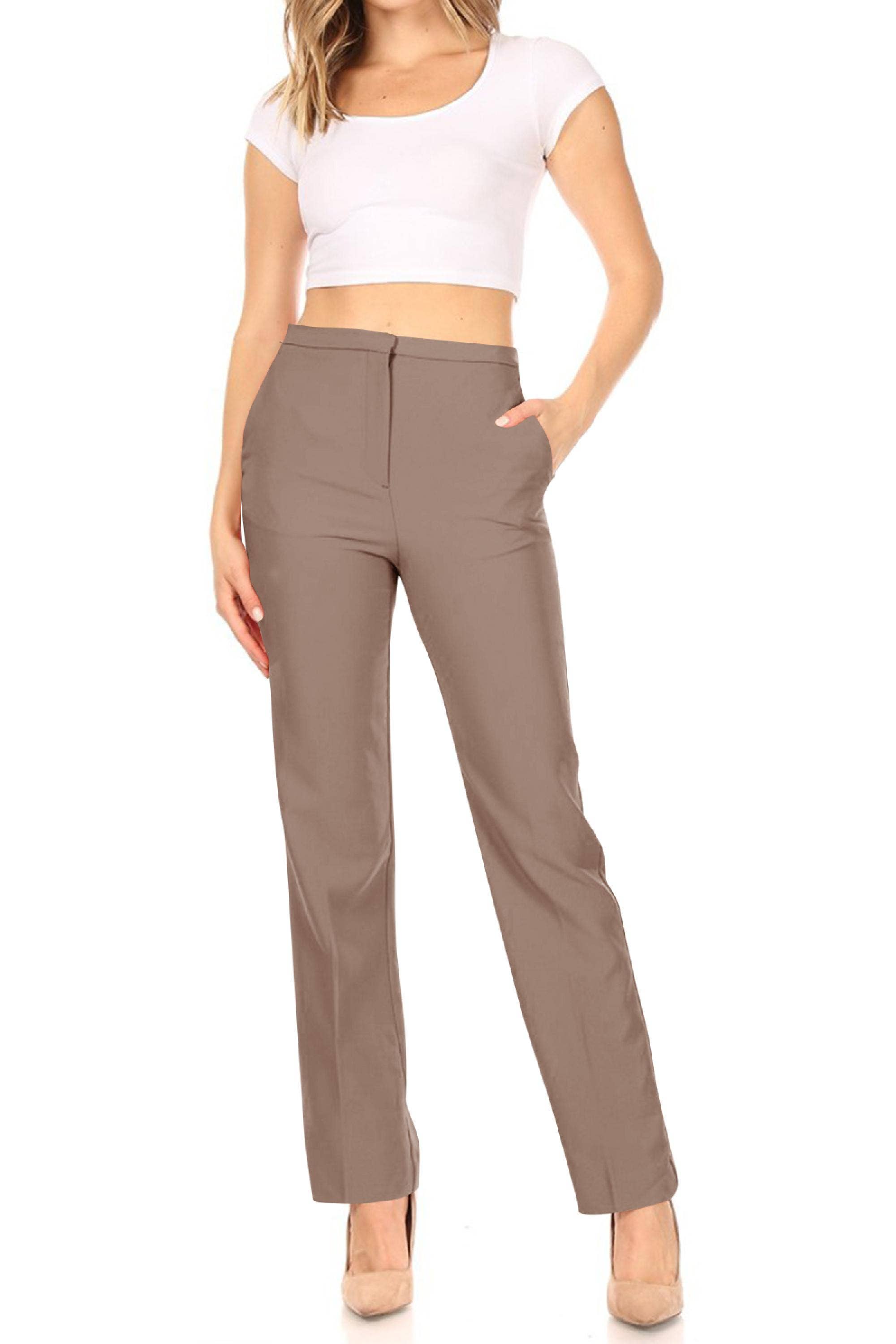 MOA COLLECTION - Wholesale Pants - Women's - Women's Casual Straight Woven Dress Pants for Office Work19