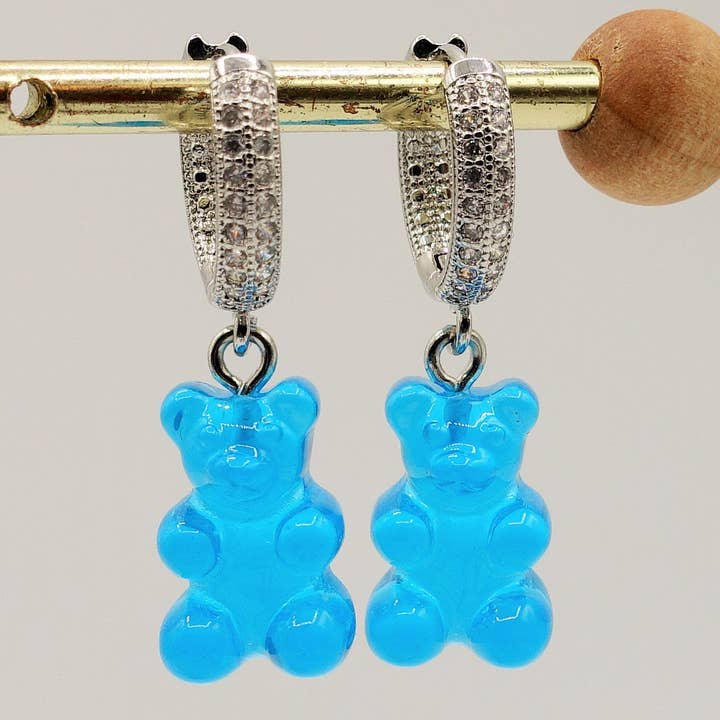 Daemon srls - Wholesale Dangle Earrings - WINNY CRYSTAL ~ gummy bear ~Orecchini a cerchio con Zirconi