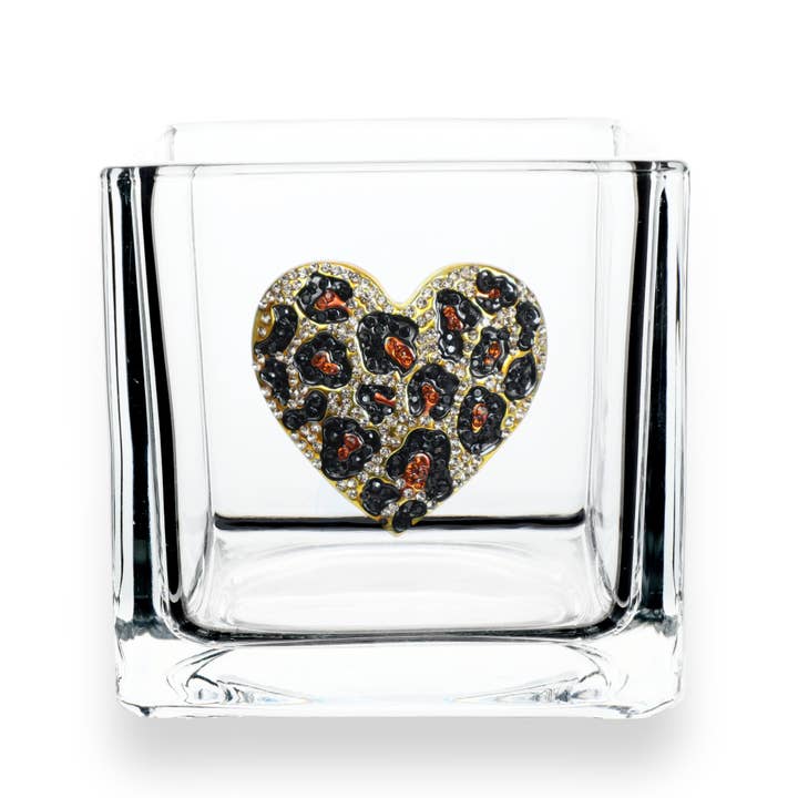 The Queens' Jewels® - Wholesale Candle Holder - Leopard Heart 4x4 Candle Holder