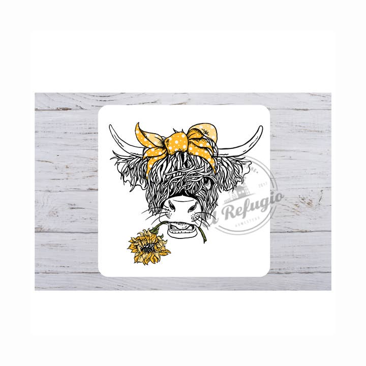Sunflower Cow Mousepad for wholesale by El Refugio Homestead