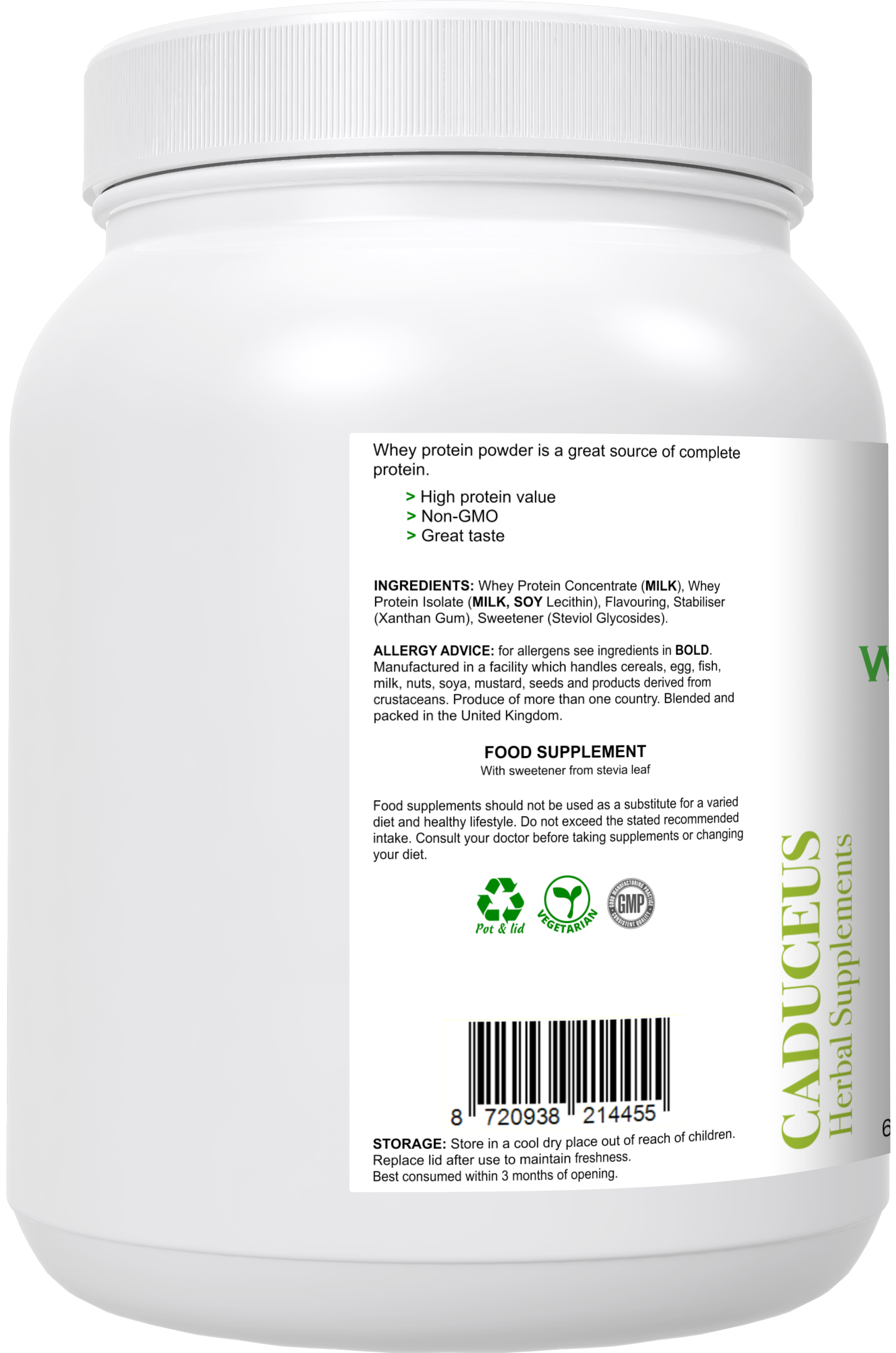 CADUCEUS kruidenapotheek - Wholesale Protein/Superfood Powder - Whey Protein made from whey concentrate and isolate (vanilla flavour)1